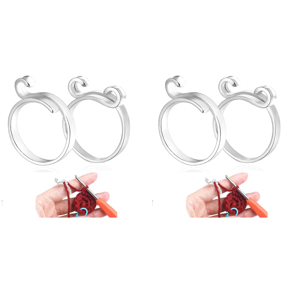 HASTHIP Adjustable Crochet Ring for Knitting with Open Design 4PCS | Fits 0.73–0.94 in Fingers