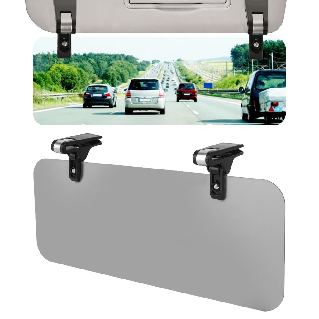 HASTHIP® Visera Solar Polarizada para Coche, Extensor Universal Antideslumbrante UV400, Bloqueador de Luz Ajustable Doble Clip, Protector contra Reflejos y Rayos UV para Automóviles