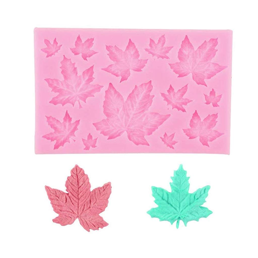 HASTHIP® 10PCS Silicone Leaves Fondant Molds 3D Mini Maple Leaf Rose Shaped DIY Cake Decoration 20 x 10 x 3 Centimeters