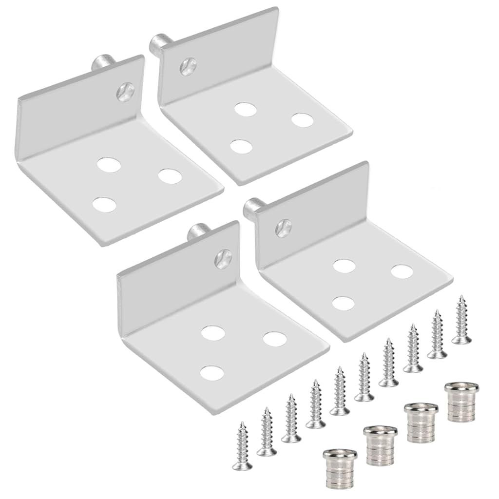 HASTHIP® 4Pcs Pivot Hinges Stainless Steel Silver Heavy Duty Concealed Shaft Door Hinges with Bushing for Wood Doors, Drawers, Furniture Cabinets, Wardrobe, Showcase, etc-Metallic
