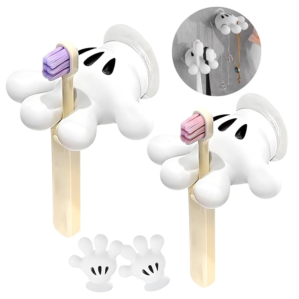 HASTHIP Cute Hanging Toothbrush Holder for Bathroom Organization with Suction Mount | 1 Pack