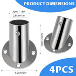 HASTHIP Curtain Rod Bracket 4Pcs Set featuring 2.5mm Dia Support Base in Stainless Steel