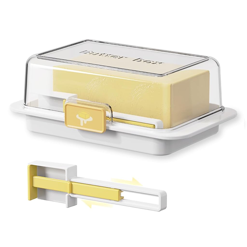 HASTHIP® Butter Cheese Storage Case & Butter Cheese Corner Cutter Butter Fresh Box for 200-500g Butter Block Box Butter Divider Storage Box with Bottom Dividing Guiding Line