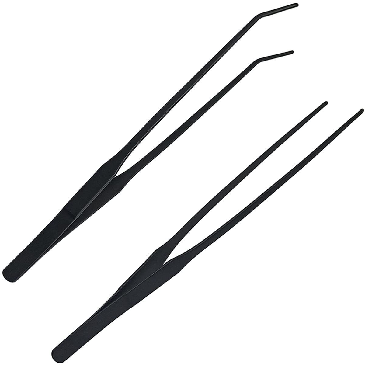 HASTHIP® Juego de 2 Pinzas Acuáticas de Acero Inoxidable para Acuario 27 cm/10.6 in – Pinzas Rectas y Curvas Antideslizantes para Plantas,Limpieza y Alimentación Peces Reptiles,