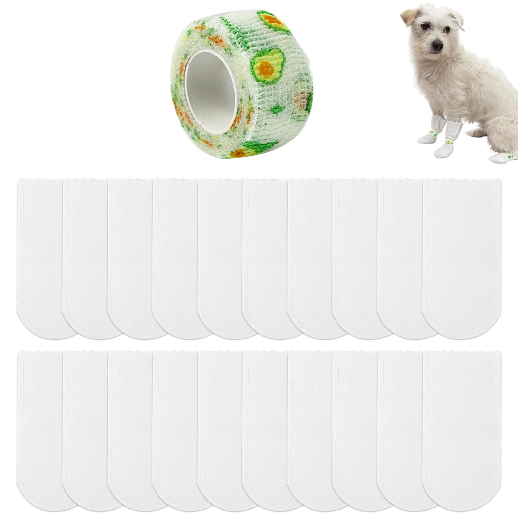 HASTHIP® Zapatos para Caminar de Mascotas,20 Piezas Botas Impermeables de Tela No Tejida para Perros y Gatos,Protectores Patas Antideslizantes Exterior 8x16CM Apto hasta 15KG