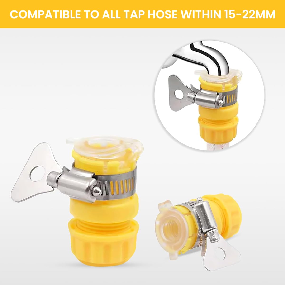 HASTHIP Hose Adapter for Faucet 2pcs for 1/2-inch and 3/8-inch fittings featuring leak-proof seal | Ideal for Garden and Household Use