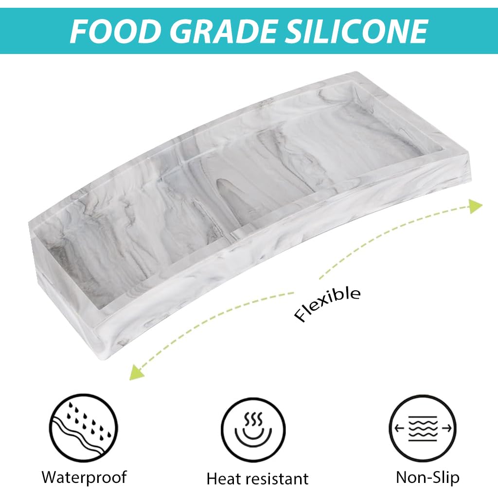 HASTHIP Silicone Bathroom Tray for Countertop Organization with Non Slip Surface 20x10cm | Modern Marble Pattern Easy Clean Storage
