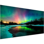 HASTHIP Diamond Painting Kit for Adults with Full Drill Rhinestones 27.5×15.7in Canvas | Aurora Lake DIY Home Wall Art
