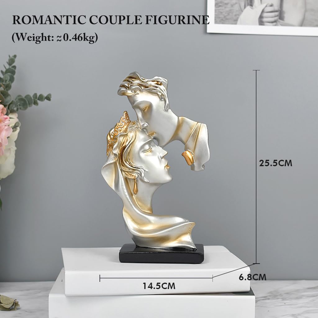 HASTHIP Kiss Couple Love Statue for Home and Office Decor with Natural Resin Craftsmanship | Romantic Gift for Couples and Friends