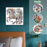 HASTHIP® 5D Diamond Painting Kit Three-Dimensional Aesthetic Dazzling Home Decor DIY Art with Accessories and Tools 12X12 Inches Horse 2PCS