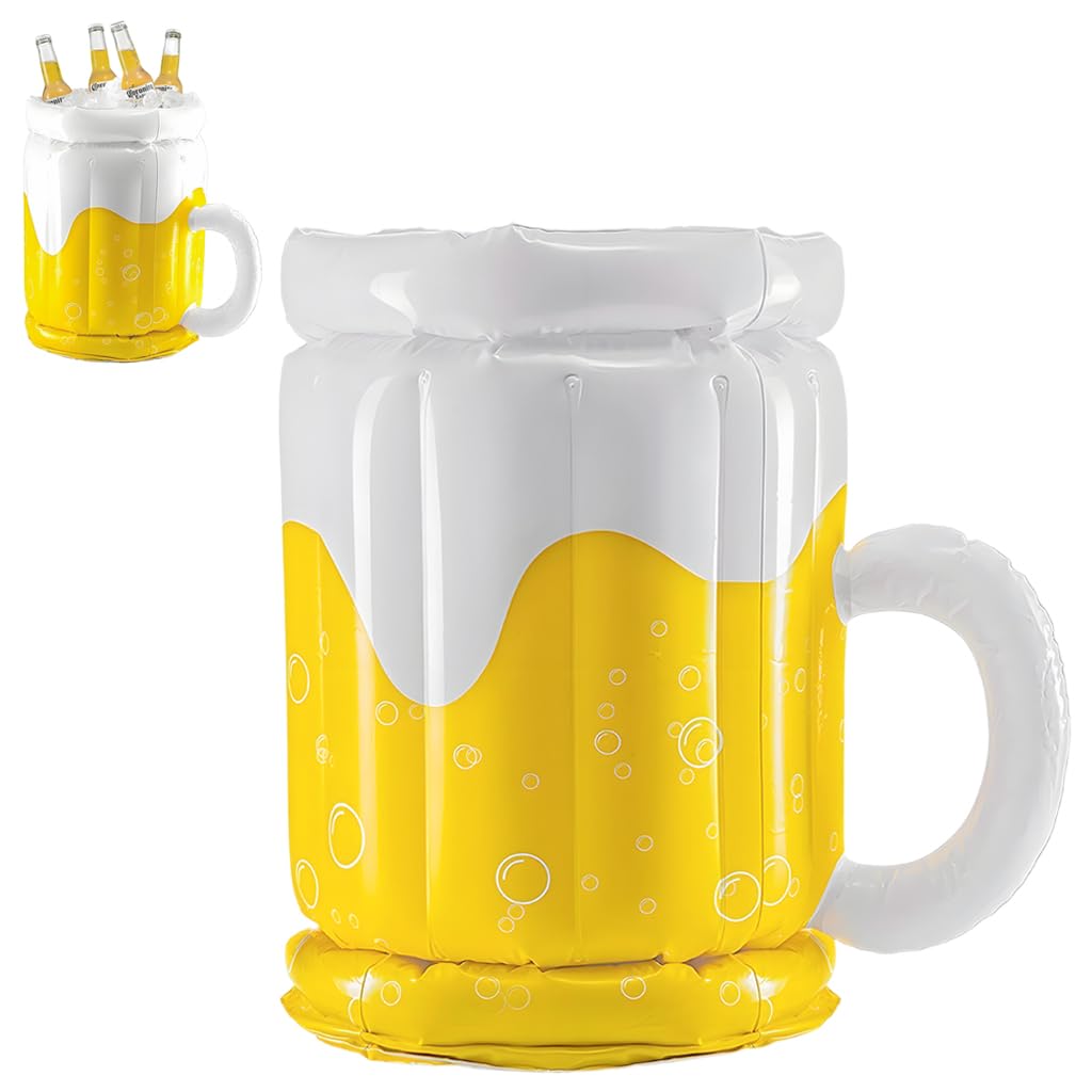 HASTHIP® Inflatable Beer Mug Ice Bucket 12.6 x 17.3 Inch Thicken PVC Floating Cooler for Drinks, Snacks, BBQs & Pool Parties