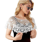 HASTHIP® Lace Shrugs for Women Stylish Cape Poncho for Women, Shrug Top for Women, Floral Pattern Loose Knit Cover Up Wraps, Hollow Out Capelets for Evening Dress, Strapless, Off-shoulder, Beachwear