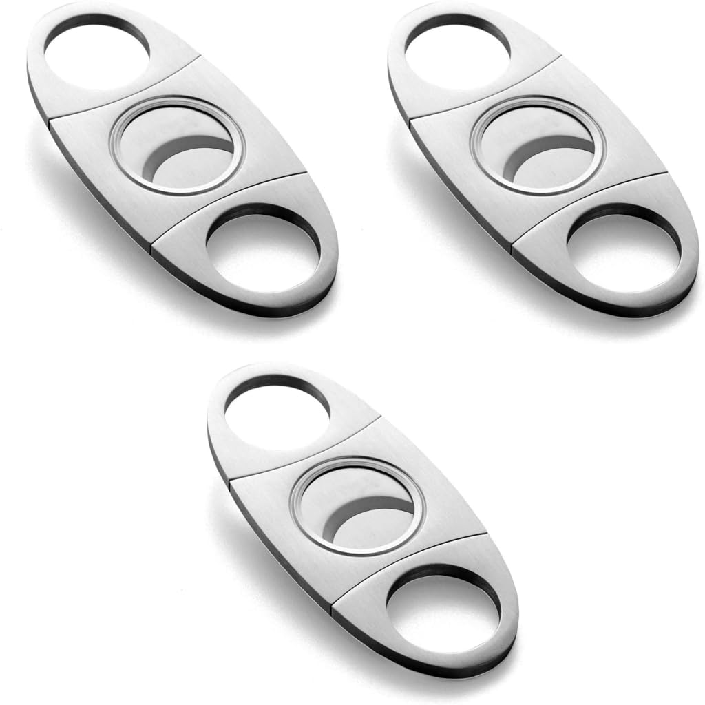 HASTHIP Pocket Cigar Cutter with Double Guillotine Blades | Stainless Steel 3PCS Set