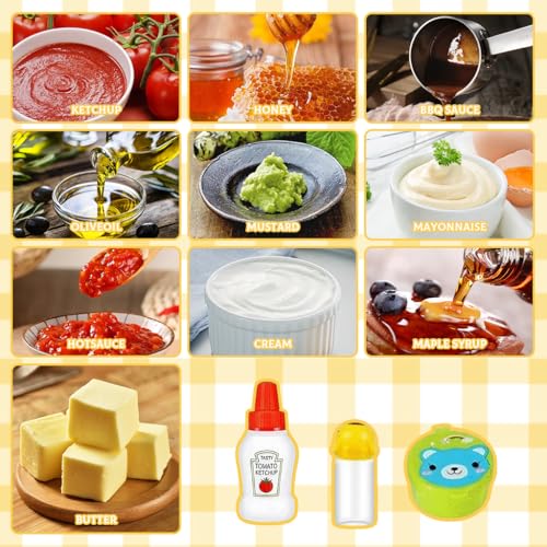 HASTHIP® 135PCS Mini Sauce Bottle & Fruit Fork Set for Kids Portable Dispenser Ketchup Dressing Bottles for Tiffin Picnic Camping Outdoor Activities