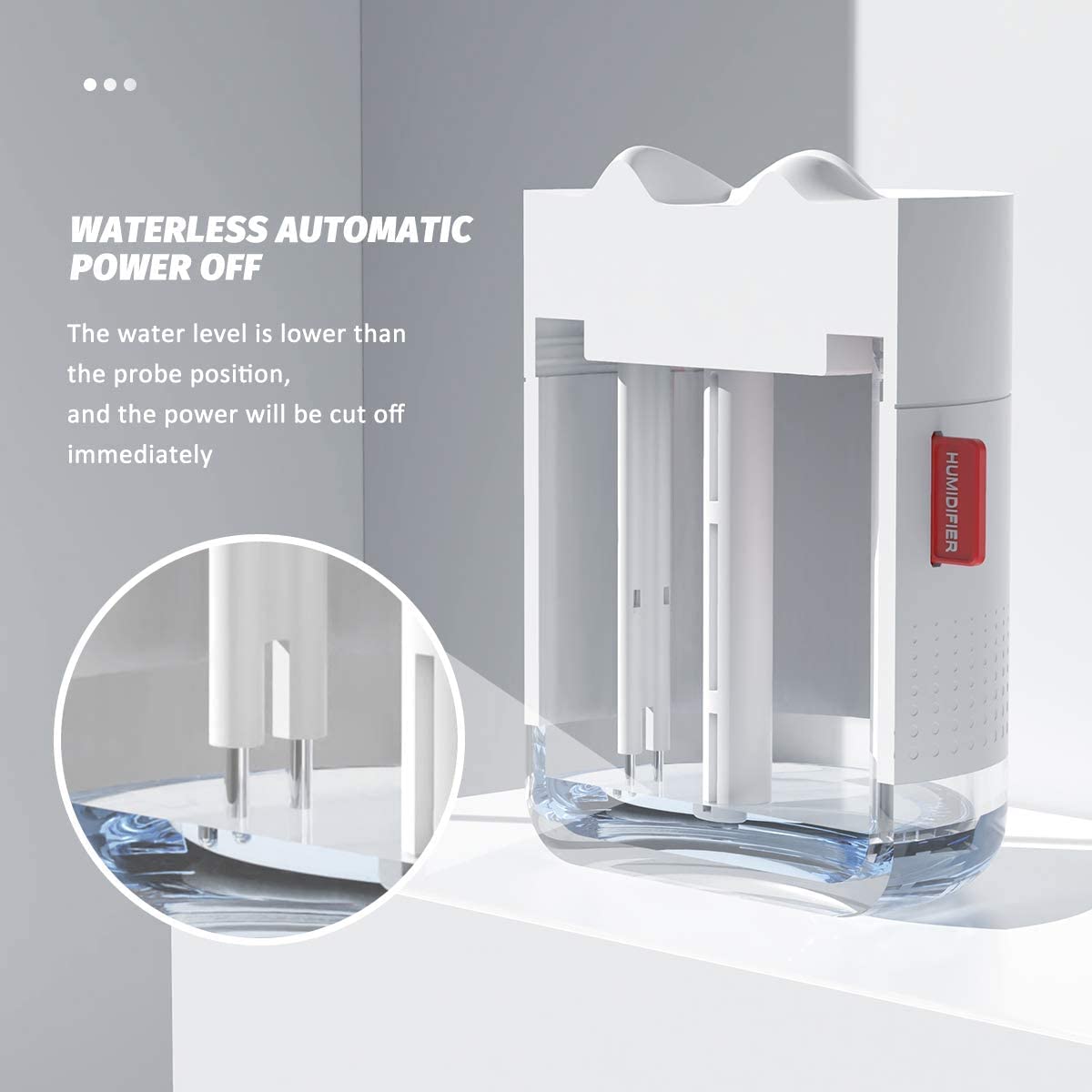 500ml Mini Silent Humidifier Household Car Humidifier Desktop Humidifier with Atmosphere Light Car Office Kids Room Bedroom Auto Shut-Off, 2 Spray Modes,LED (white)