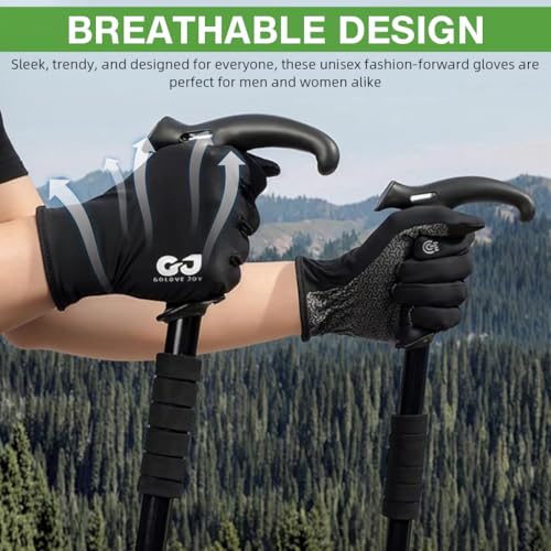 HASTHIP® Lightweight Breathable Sports Gloves, Full Palm Outdoor Sports Gloves, Touch Screen Non-Slip Gloves for Golf Driving Cycling Hiking Running Gloves, Men Women Unisex, UV Protection, L