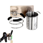 HASTHIP Hair Dryer Holder for Bathroom with Spiral Wire Mount and Self Adhesive Stainless Steel Design