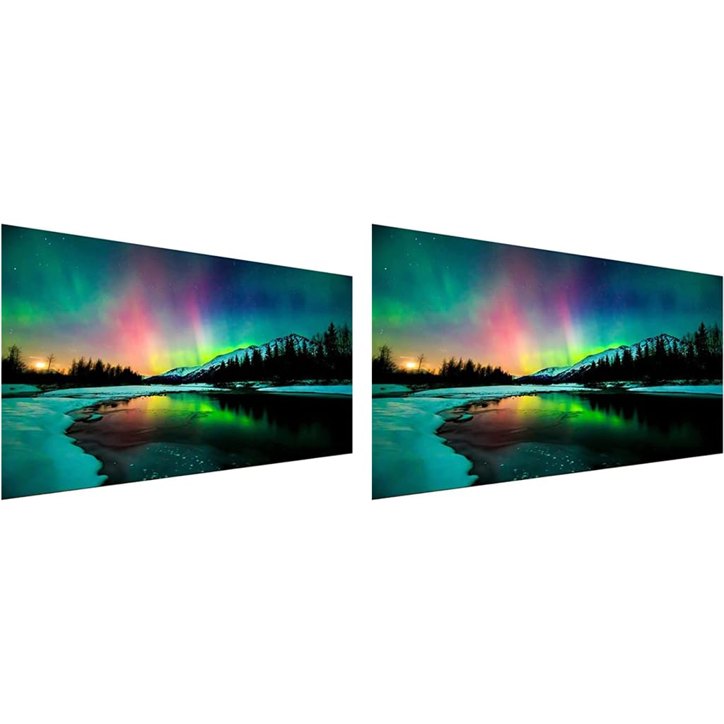HASTHIP® 5D Diamond Painting Kit 27.5 X 15.7inch Large Size Aurora Lake for Adults DIY Full Drill Crystal Rhinestone Arts and Crafts Art Home Wall Decor 2PCS