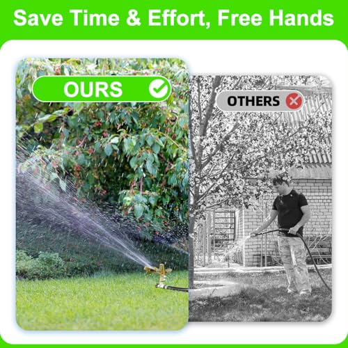 HASTHIP® Rotating Water Sprinkler Zinc Alloy Lawn Sprinker with Metal Rod Standalone 360° Rotating Lawn Sprinker