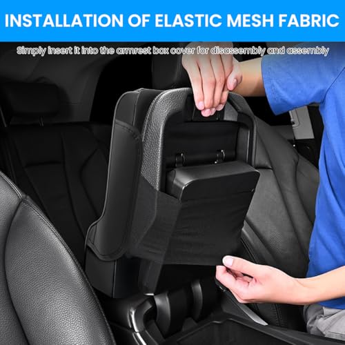 HASTHIP® Memory Foam Armrest for Car Center Console 3 in 1 Armrest Pad with Tissue Paper Box & Side Pocket Multifunctional Fashion PU Car Center Console Armrest Universal Car Armrest Cushion
