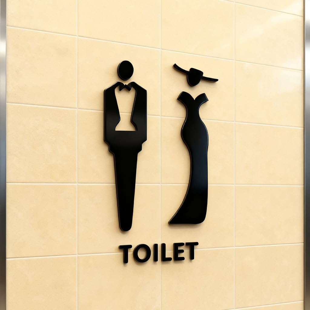 HASTHIP Acrylic Toilet Door Signs for Men and Women with Self Adhesive Backing | Modern Minimalist Design for Offices and Restaurants