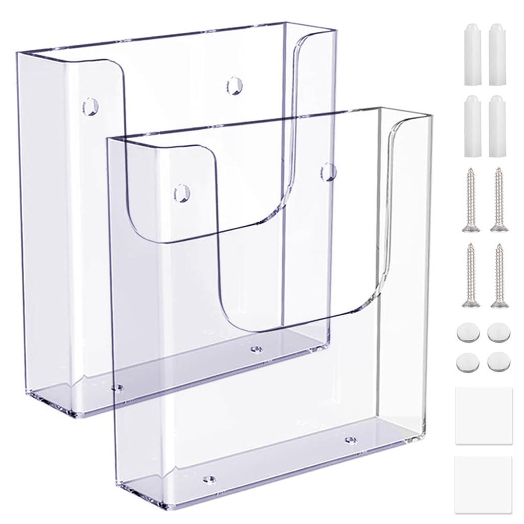HASTHIP® Acrylic Brochure Holder, 1 Packs 8.72 x 10 Inches Brochure Holder Wall Mount Flyer Holder Clear Literature Holders Magazine Holder,Mail Holder For Wall