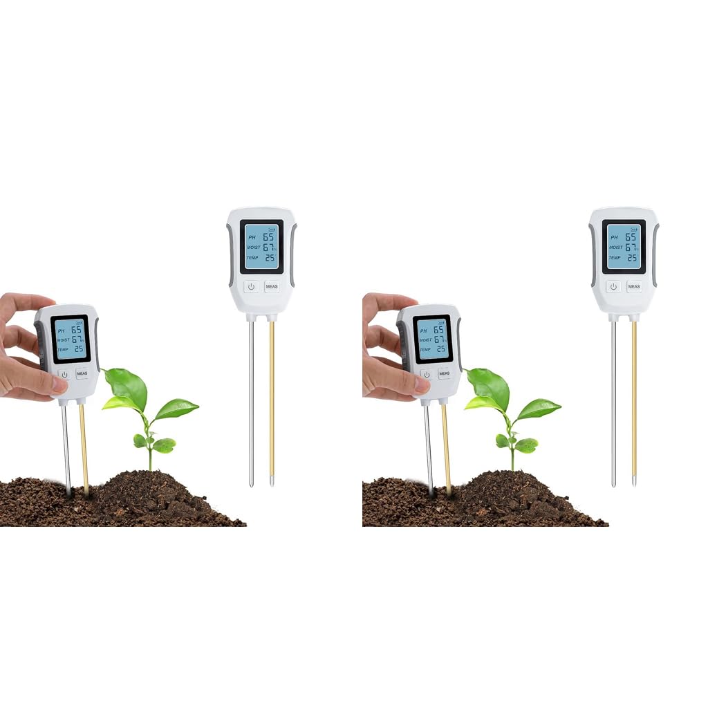 HASTHIP Soil Meter for Gardening with Dual Probes and LCD Display | Measures Moisture pH and Temperature -10°C to 90°C