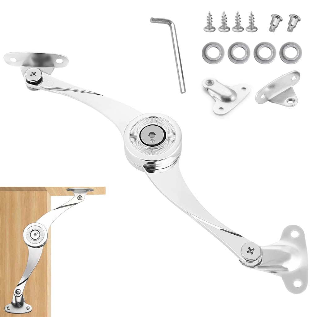 HASTHIP® Bisagra de Puerta de Gas para Armario,Bisagra Elevación con Cierre Suave y Amortiguador,Soporte Puerta Abatible Hacia Arriba/Abajo Ajustable 3D con Tornillos
