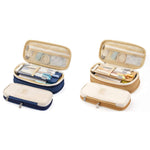 HASTHIP Pencil Pouch for Kids and College Students with Double Zipper | 22x11cm Nylon Case in Navy Blue & Khaki Black