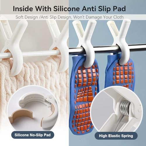 HASTHIP® 12 Pack Large Windproof Laundry Clips, Heavy Duty Bed Sheet and Quilt Clips, Traceless Clothesline Holders, Spring-Loaded Multi-Purpose Drying Pegs for Clothes and Bedding