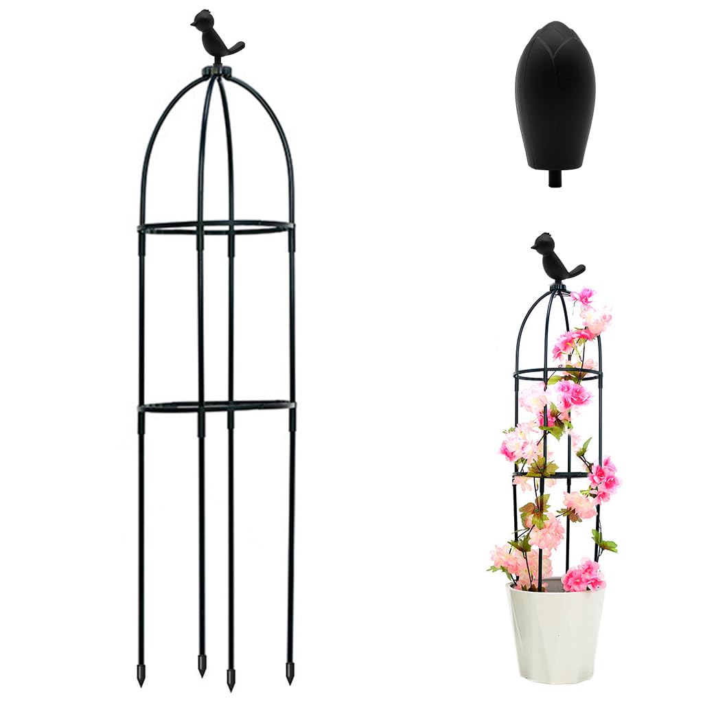 HASTHIP Climbing Trellis for Garden and Patio featuring 100cm Obelisk Structure | Decorative Metal Support for Roses and Ivy
