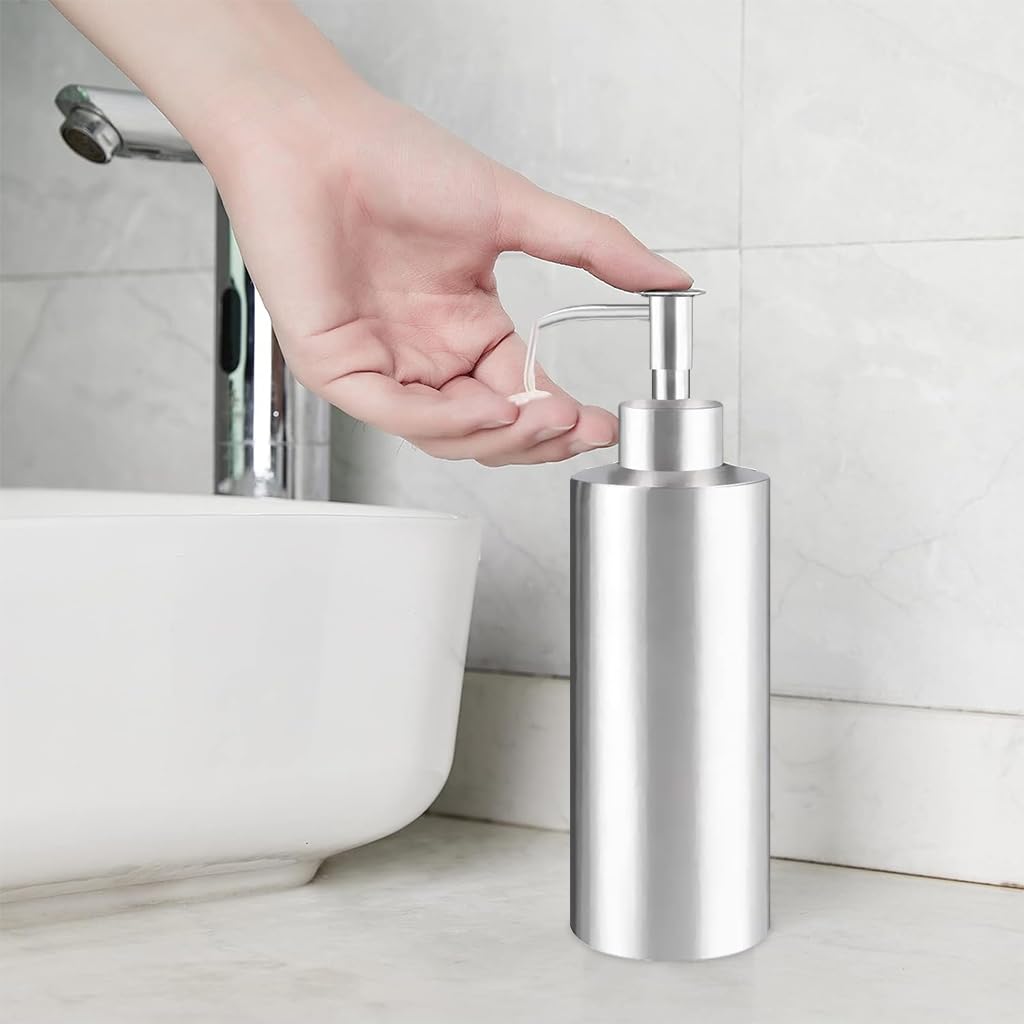 HASTHIP® 550ml Soap Dispenser Bottle Manual Pump Dispenser Bottle Kitchen Bathroom Stainless Steel Soap Dispenser Refillable Dispenser Bottle for Hand Soap, Cleanser, Lotion