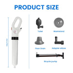 HASTHIP Pressurized Toilet Plunger for Clog Removal with Built-in Air Pump and Barometer | Multi-Attachment Heads for Toilets Sinks and Bathtubs