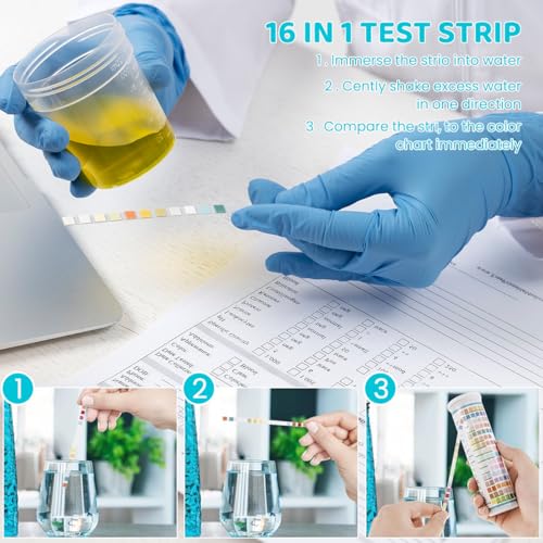 HASTHIP® 125-Count Water Testing Strips 17 in 1 Water Quality Test for Swimming Pool Aquarium Freshwater Saltwater Total Alkali Cyanuric Acid Residual Chlorine 2PCS