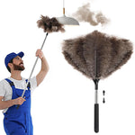 HASTHIP Ostrich Feather Duster for Ceiling Fans and Furniture 1.5m Extendable Handle with Stainless Steel Telescopic Design