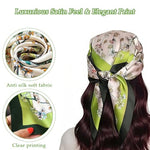 HASTHIP® Pañuelo Grande Cuadrado Mujer 90x90cm, Estampado Vintage Elegante, Bufanda de Pelo Seda Suave, Bandana Ligera Versátil Accesorio de Moda Verde
