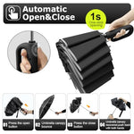 HASTHIP® 50 Inch Large Travel Umbrella with Reflective Strip, Auto Open Close 3-Fold Compact Windproof Sun & Rain Umbrella, 10 Dual Ribs Reinforced Canopy, UV Protection for Men Women (Black)