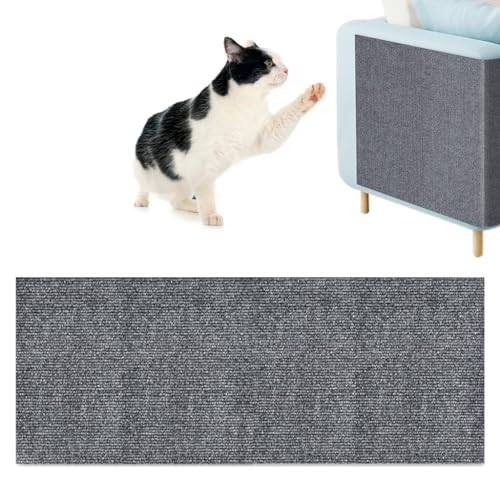 HASTHIP® Scratch Pad for Cats, Grey Cuttable Cat Scratch Pad, Self-Adhesive Cat Scratcher Mat Scratching Pads Protects Wall Floors & Furniture - Large 30x100cm
