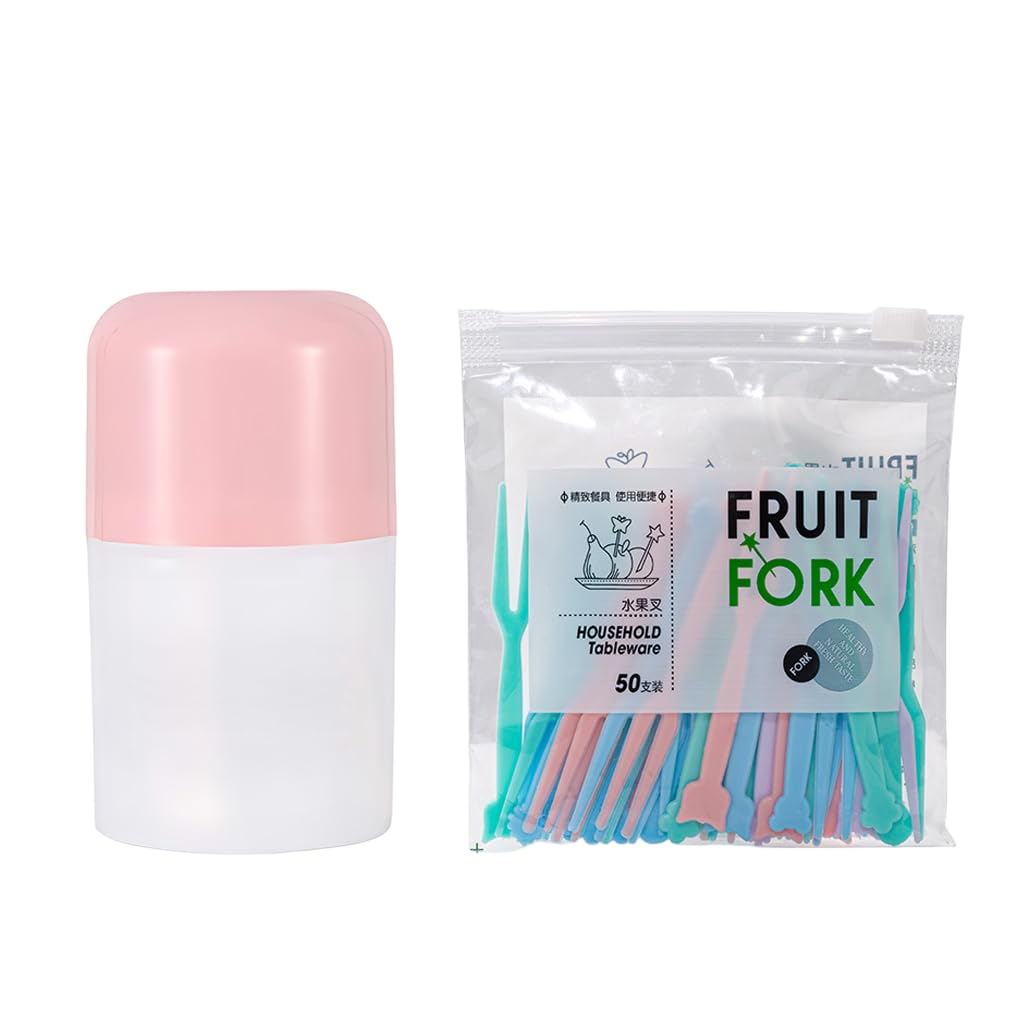 HASTHIP Mini Plastic Fruit Forks for Party Desserts with Storage Box | 100 Count Color Set