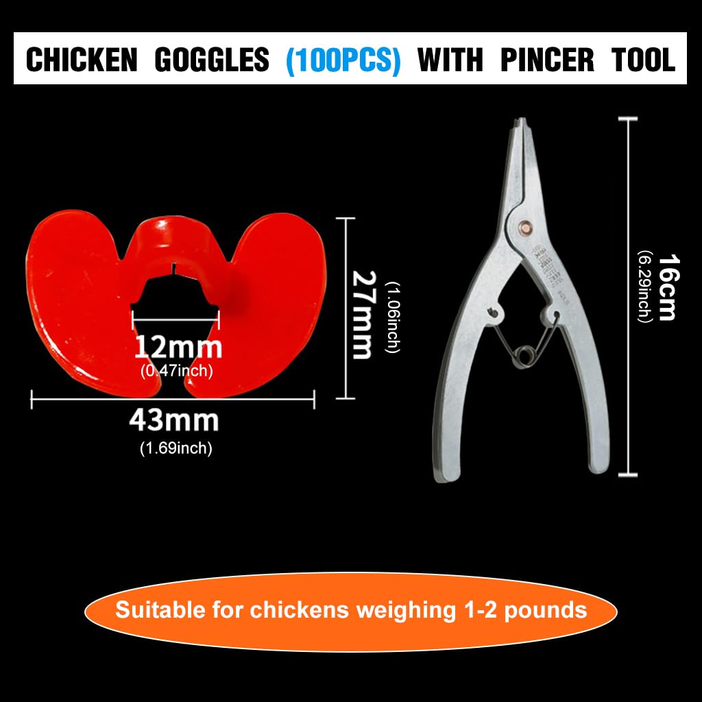 HASTHIP Chicken Goggles for Poultry with Pincer Tool and 100 PCS Set | Eye Protection for Hens and Ducks