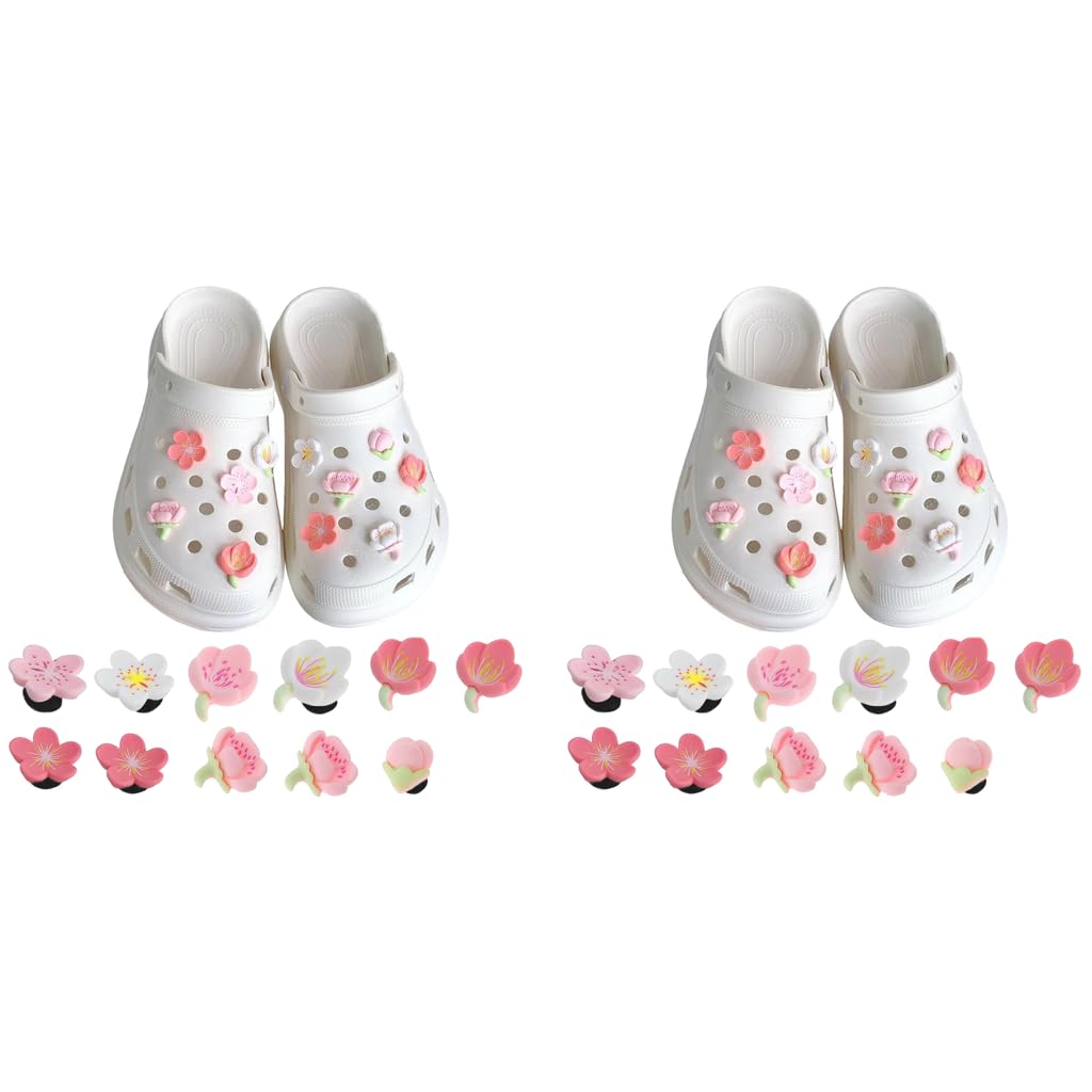 HASTHIP Clog Charms for Slippers featuring 22PCS Assorted Flower Rubber Designs | Fun Girls Decoration