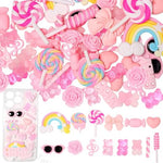 HASTHIP® 60pcs Junk Case Charms Kit, Junk Phone Case with Big Charms, Nail Bow Pearl Flatback Resin Charm for DIY Crafts - Pink