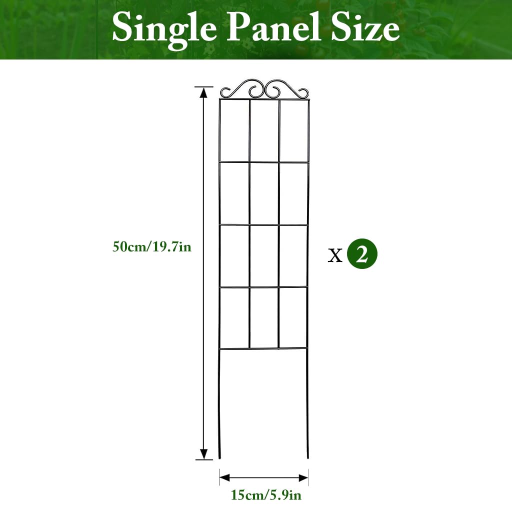 HASTHIP Metal Garden Trellis for Climbing Plants with Insert Support 50x15 cm | Weather‑Resistant 2 Pack