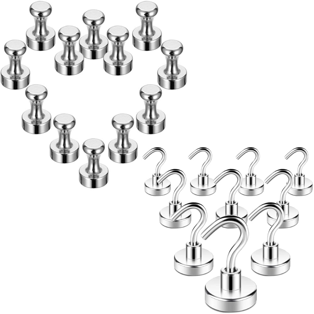 HASTHIP Neodymium Magnet Hooks for Home and Workspace | 22 pcs 16mm Steel Base N38