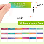 HASTHIP® 180 Pcs Rainbow Name Label Stickers, 3''x2'' Peel and Stick Hello My Name is Tags, Durable Paper, Smudge-Free Writing, for Parties, School, Office, Corporate Events
