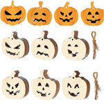 HASTHIP® 12Pcs Wooden Pumpkins Ornaments, DIY Blank Unfinished Pumpkin Wood Discs Ornament for Home Harvest Crafts Hanging -Tangerine