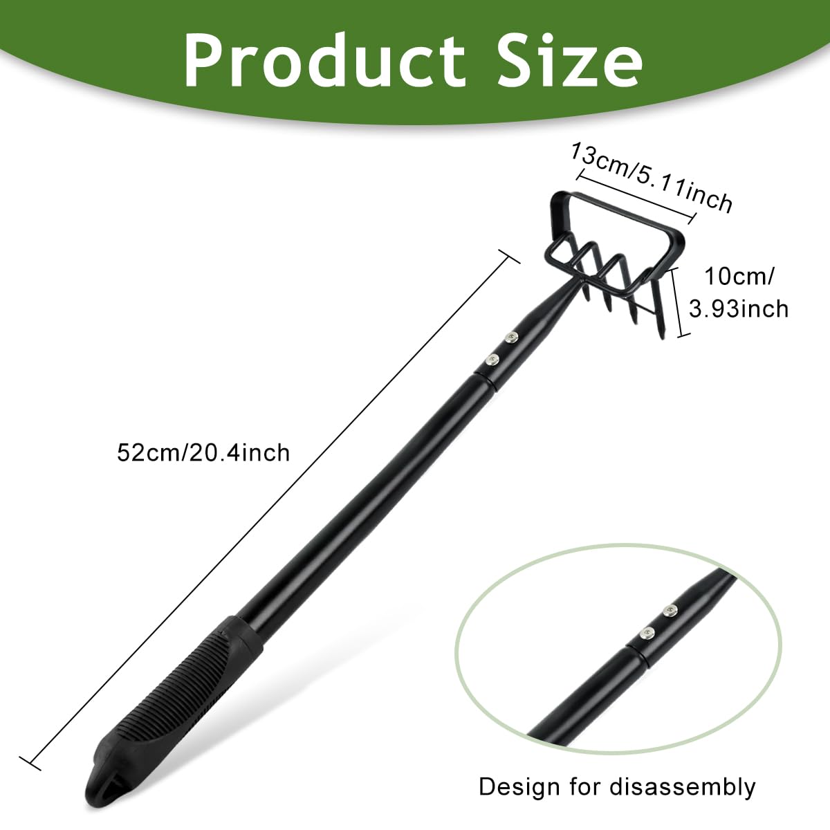 HASTHIP® Gardening Weeder and Hoe Tool 19.6 inches Long Handle Weeder Tool 4-Claw Manual Weeder Manganese Steel Multipurpose Weeder Gardening Weeder Hoe Tool