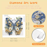 HASTHIP® 5D Diamond Painting Kit Three-dimensional Aesthetic Dazzling Home Decor DIY Art with Accessories and Tools 12x12 Inches Butterfly 3 PCS