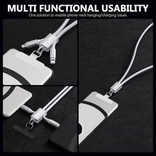 HASTHIP® Phone Lanyard for Mobile with USB C to C Cable 2 in 1 Creative PD 65W Fast Charging Cable Phone Strap Universal Nylon Safety Mobile Chain Sling Not Includes Case and Adapter