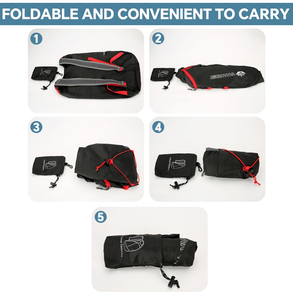 HASTHIP Lightweight Trekking Bags for Hiking with Moisture Wicking Straps 27x14x39cm | Packable Quick Dry Backpack